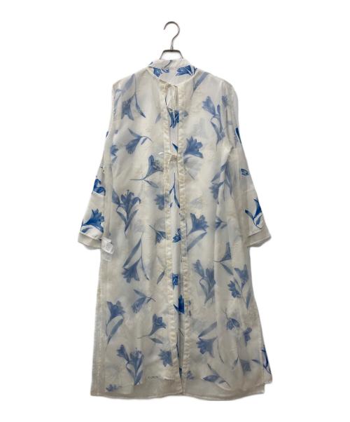 Lily Brown（リリーブラウン）Lily Brown (リリーブラウン) フロッキーオーガンジーセットワンピース ホワイト×ブルー サイズ:FREEの古着・服飾アイテム
