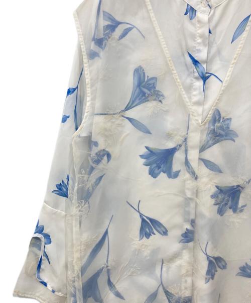 Lily Brown（リリーブラウン）Lily Brown (リリーブラウン) フロッキーオーガンジーセットワンピース ホワイト×ブルー サイズ:FREEの古着・服飾アイテム