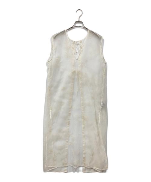 Lily Brown（リリーブラウン）Lily Brown (リリーブラウン) フロッキーオーガンジーセットワンピース ホワイト×ブルー サイズ:FREEの古着・服飾アイテム