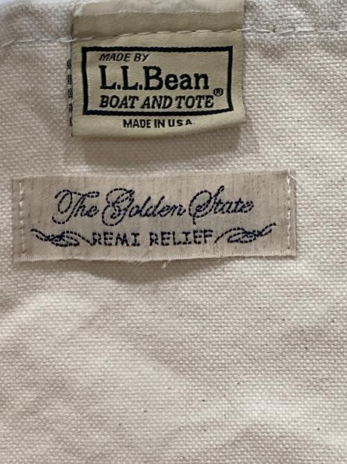 L.L.Bean（エルエルビーン）L.L.Bean (エルエルビーン) REMI RELIEF (レミレリーフ) Canvas Large Tote Bag アイボリー×グリーンの古着・服飾アイテム
