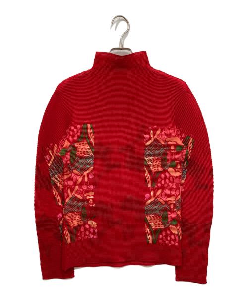 me ISSEY MIYAKE（ミーイッセイ ミヤケ）me ISSEY MIYAKE (ミーイッセイ ミヤケ) 総柄プリーツカットソー レッド サイズ:Freeの古着・服飾アイテム