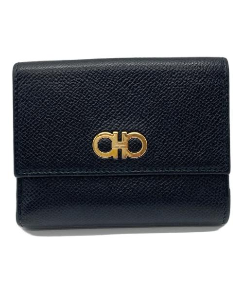 Salvatore Ferragamo（サルヴァトーレ フェラガモ）Salvatore Ferragamo (サルヴァトーレ フェラガモ) ガンチーニ3つ折り財布 ブラックの古着・服飾アイテム