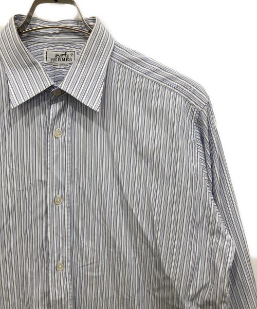 HERMES（エルメス）HERMES (エルメス) ストライプシャツ ブルー×ホワイト サイズ:42の古着・服飾アイテム