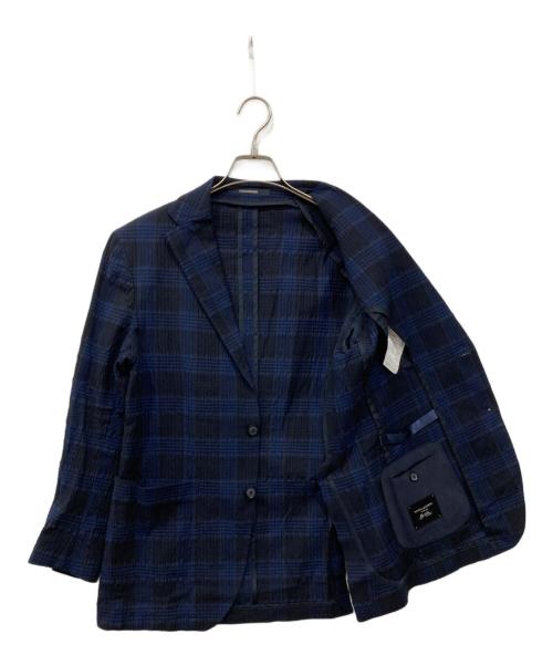TAGLIATORE（タリアトーレ）TAGLIATORE (タリアトーレ) テーラードジャケット ブラック×ブルー サイズ:44の古着・服飾アイテム