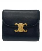 CELINEセリーヌ）の古着「スモール フラップウォレット トリオンフ」｜ブラック