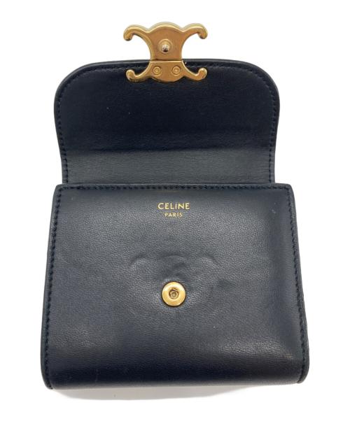 CELINE（セリーヌ）CELINE (セリーヌ) スモール フラップウォレット トリオンフ ブラックの古着・服飾アイテム