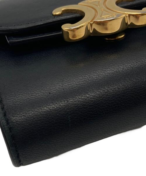 CELINE（セリーヌ）CELINE (セリーヌ) スモール フラップウォレット トリオンフ ブラックの古着・服飾アイテム