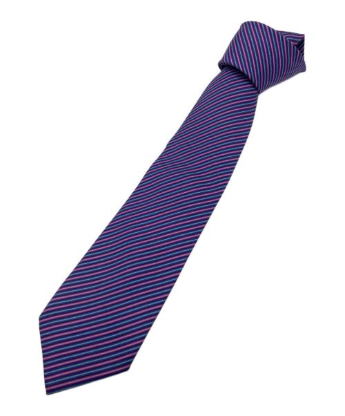 HERMES（エルメス）HERMES (エルメス) ストライプシルクネクタイ パープル×ブルー サイズ:表記無しの古着・服飾アイテム