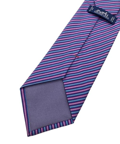 HERMES（エルメス）HERMES (エルメス) ストライプシルクネクタイ パープル×ブルー サイズ:表記無しの古着・服飾アイテム