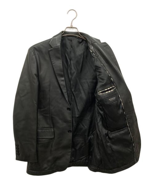 BURBERRY BLACK LABEL（バーバリーブラックレーベル）BURBERRY BLACK LABEL (バーバリーブラックレーベル) レザーテーラードジャケット ブラック サイズ:Lの古着・服飾アイテム