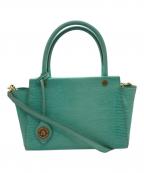 PELLE MORBIDAペッレモルビダ）の古着「リザード型押しレザーショルダーバッグ」｜ブルー