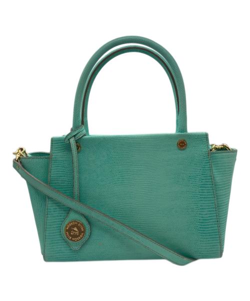 PELLE MORBIDA（ペッレモルビダ）PELLE MORBIDA (ペッレモルビダ) リザード型押しレザーショルダーバッグ ブルーの古着・服飾アイテム