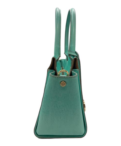 PELLE MORBIDA（ペッレモルビダ）PELLE MORBIDA (ペッレモルビダ) リザード型押しレザーショルダーバッグ ブルーの古着・服飾アイテム