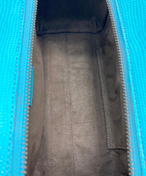 PELLE MORBIDA（ペッレモルビダ）PELLE MORBIDA (ペッレモルビダ) リザード型押しレザーショルダーバッグ ブルーの古着・服飾アイテム