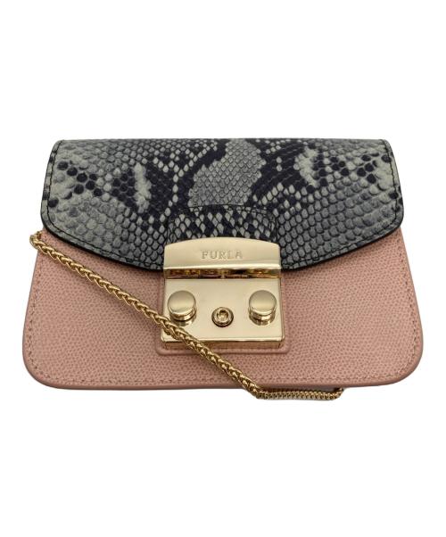 FURLA（フルラ）FURLA (フルラ) メトロポリス チェーンショルダーバッグ ホワイト×ピンクの古着・服飾アイテム