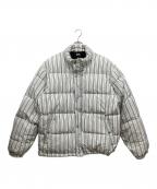 stussyステューシー）の古着「ストライプダウンパファージャケット」｜ブルー×ホワイト