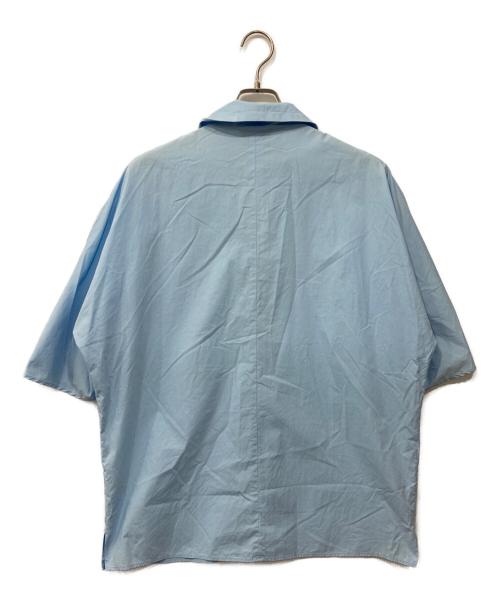 maison kitsune（メゾンキツネ）MAISON KITSUNE (メゾンキツネ) ハーフジップシャツ ブルー サイズ:Lの古着・服飾アイテム