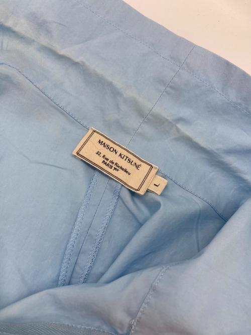 maison kitsune（メゾンキツネ）MAISON KITSUNE (メゾンキツネ) ハーフジップシャツ ブルー サイズ:Lの古着・服飾アイテム