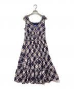BURBERRY BLUE LABELバーバリー ブルー レーベル）の古着「ノースリーブワンピース」｜ブルー×ホワイト