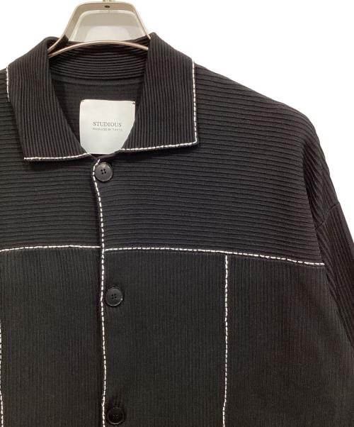 STUDIOUS（ステュディオス）STUDIOUS (ステュディオス) ハンドステッチニットポロカーディガン ブラック サイズ:2の古着・服飾アイテム