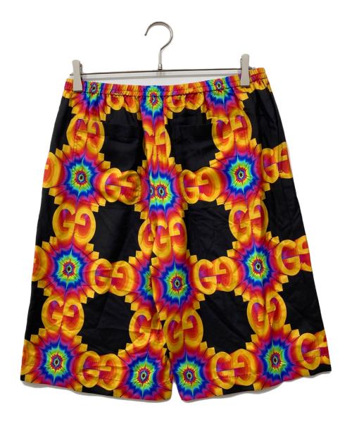 GUCCI（グッチ）GUCCI (グッチ) カレイドスコープシルクGGハーフパンツ ブラック×イエロー サイズ:46の古着・服飾アイテム