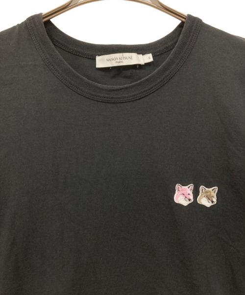 maison kitsune（メゾンキツネ）MAISON KITSUNE (メゾンキツネ) ダブルフォックスヘッドロゴＴシャツ ブラック サイズ:XLの古着・服飾アイテム