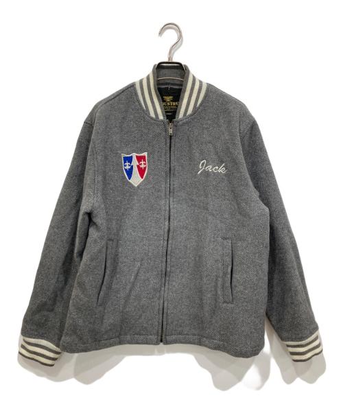 HOUSTON（ヒューストン）HOUSTON (ヒューストン) 刺繍スタジャン グレー サイズ:Lの古着・服飾アイテム