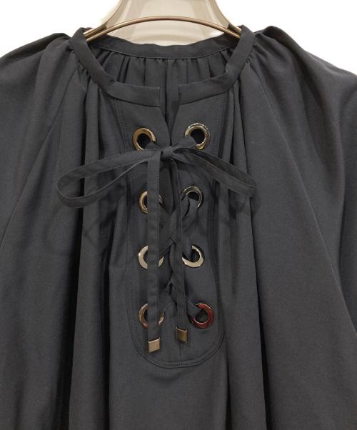 ESTNATION（エストネーション）ESTNATION (エストネーション) レースアップボリュームブラウス ネイビー サイズ:Freeの古着・服飾アイテム