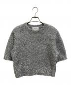BEIGEベイジ）の古着「TRITOMA / ラメクルーネック半袖ニット」｜グレー