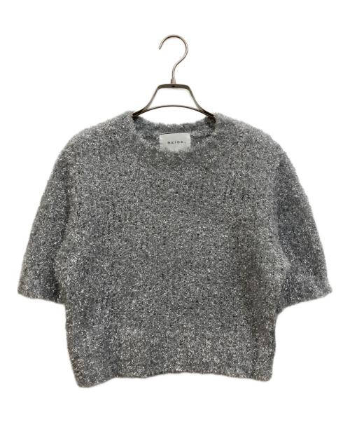 BEIGE（ベイジ）BEIGE (ベイジ) TRITOMA / ラメクルーネック半袖ニット グレー サイズ:4 未使用品の古着・服飾アイテム