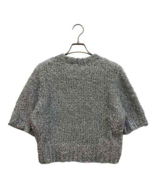 BEIGE（ベイジ）BEIGE (ベイジ) TRITOMA / ラメクルーネック半袖ニット グレー サイズ:4 未使用品の古着・服飾アイテム