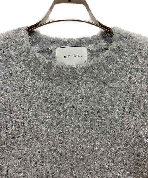BEIGE（ベイジ）BEIGE (ベイジ) TRITOMA / ラメクルーネック半袖ニット グレー サイズ:4 未使用品の古着・服飾アイテム