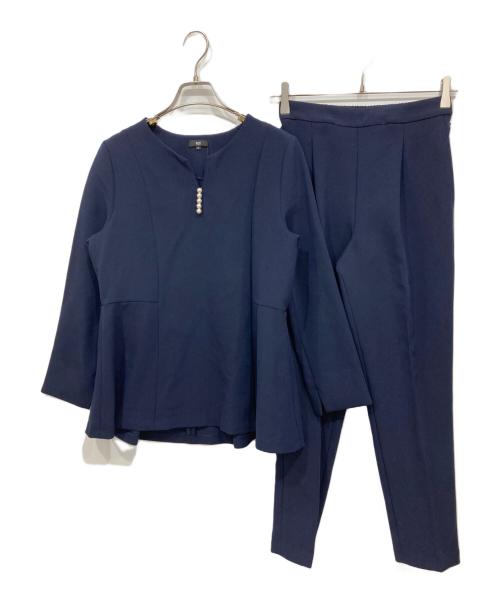 PLST（プラステ）PLST (プラステ) フェイクパールブラウスパンツセットアップ ネイビー サイズ:Sの古着・服飾アイテム