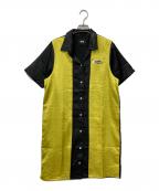 stussyステューシー）の古着「ボーリングシャツワンピース」｜ブラック×イエロー