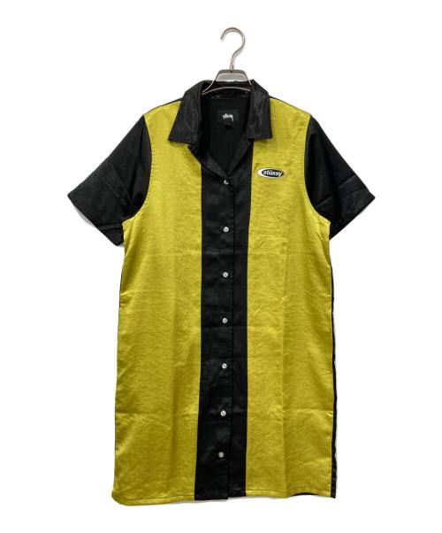 stussy（ステューシー）stussy (ステューシー) ボーリングシャツワンピース ブラック×イエロー サイズ:Sの古着・服飾アイテム