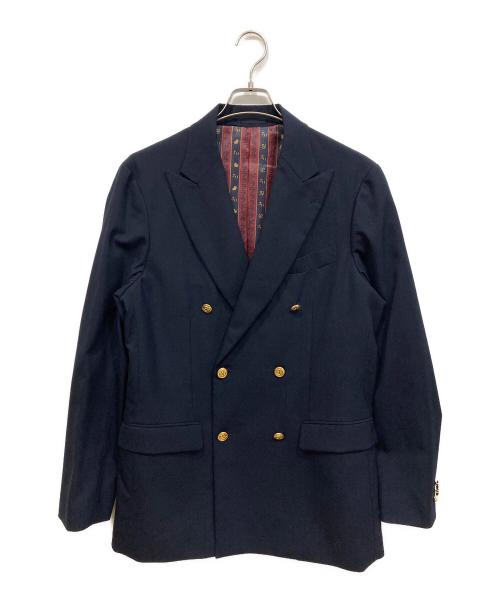 ジョジョの奇妙な冒険（ジョジョノ奇妙ナ冒険）ジョジョの奇妙な冒険 (ジョジョノキミョウナボウケン) P.S.FA (パーフェクトスーツファクトリー) ダブルブレザーテーラードジャケット ネイビー サイズ:LLの古着・服飾アイテム