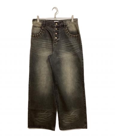 中古・古着通販】BADWAY (バッドウェイ) グランジスタッズワイドデニム