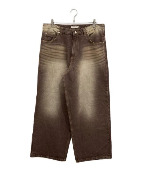 NOS COULEURS（ノ クールール）NOS COULEURS (ユーズド) ワイドデニムパンツ ブラウン サイズ:2の古着・服飾アイテム