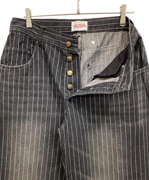 BADWAY（バッドウェイ）BADWAY (バッドウェイ) グランジストライプデニムパンツ ブラック サイズ:Lの古着・服飾アイテム