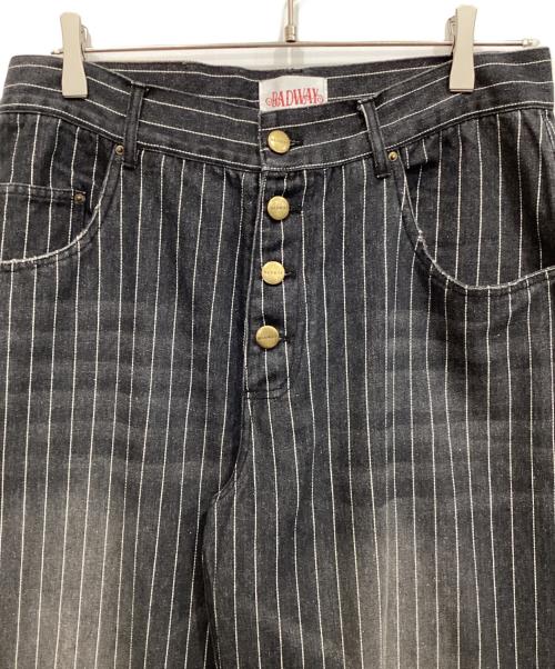 BADWAY（バッドウェイ）BADWAY (バッドウェイ) グランジストライプデニムパンツ ブラック サイズ:Lの古着・服飾アイテム