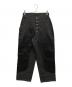 BALLSY.BROTHERS（ボールジーブラザーズ）の古着「ウエスタンダブルニーレザースウィッチングワイドデニムパンツ」｜インディゴ