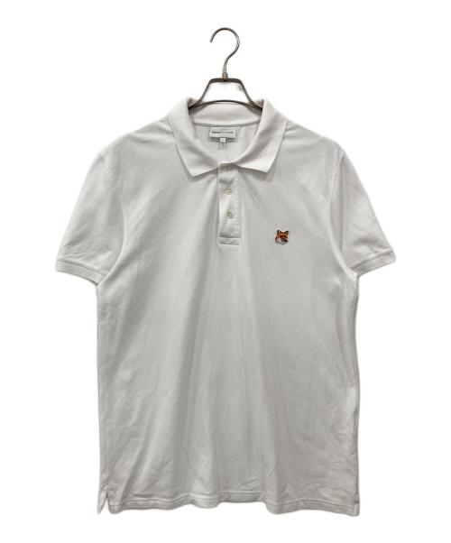 maison kitsune（メゾンキツネ）maison kitsune (メゾンキツネ) ボールド フォックスヘッド ポロシャツ ホワイト サイズ:Lの古着・服飾アイテム