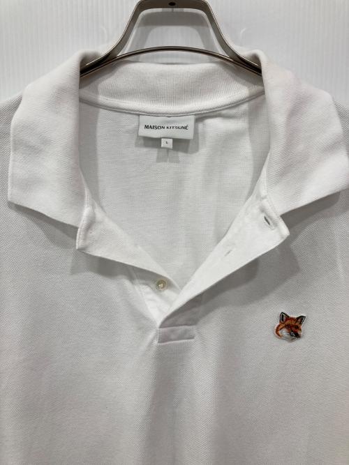 maison kitsune（メゾンキツネ）maison kitsune (メゾンキツネ) ボールド フォックスヘッド ポロシャツ ホワイト サイズ:Lの古着・服飾アイテム