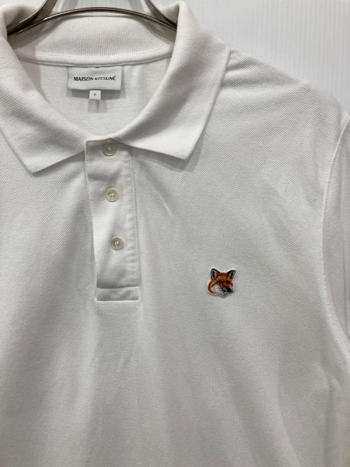 maison kitsune（メゾンキツネ）maison kitsune (メゾンキツネ) ボールド フォックスヘッド ポロシャツ ホワイト サイズ:Lの古着・服飾アイテム