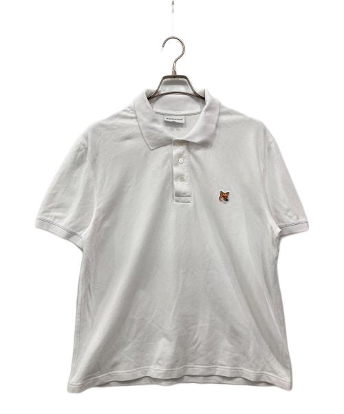 maison kitsune（メゾンキツネ）MAISON KITSUNE (メゾンキツネ) フォックスヘッドレギュラーポロシャツ ホワイト サイズ:Lの古着・服飾アイテム