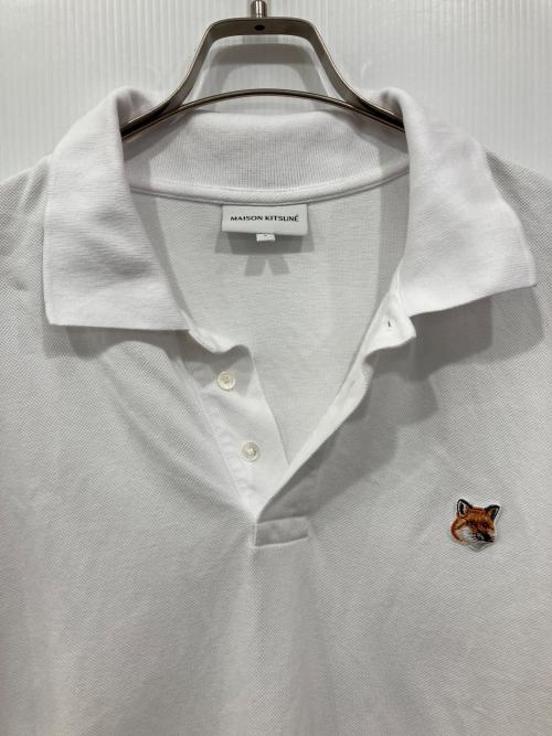 maison kitsune（メゾンキツネ）MAISON KITSUNE (メゾンキツネ) フォックスヘッドレギュラーポロシャツ ホワイト サイズ:Lの古着・服飾アイテム