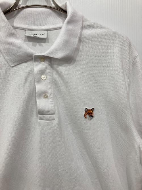 maison kitsune（メゾンキツネ）MAISON KITSUNE (メゾンキツネ) フォックスヘッドレギュラーポロシャツ ホワイト サイズ:Lの古着・服飾アイテム