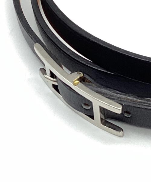 HERMES（エルメス）HERMES (エルメス) アピ3 レザーロングブレスレット ブラックの古着・服飾アイテム