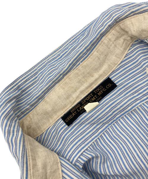 BUBO SPORT TOGS（ブーボースポーツトグス）BUBO SPORT TOGS (ブーボースポーツトグス) FREEWHEELERS (フリーホイーラーズ) ストライプシャツ ホワイト×ブルー サイズ:15の古着・服飾アイテム