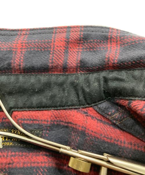 BUBO SPORT TOGS（ブーボースポーツトグス）BUBO SPORT TOGS (ブーボースポーツトグス) freewheelers (フリーホイーラーズ) ハンティングシャツ ブラック×レッド サイズ:15の古着・服飾アイテム